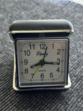 Equity Quartz Travel Alarm Clock Folding Compact Analog Clock